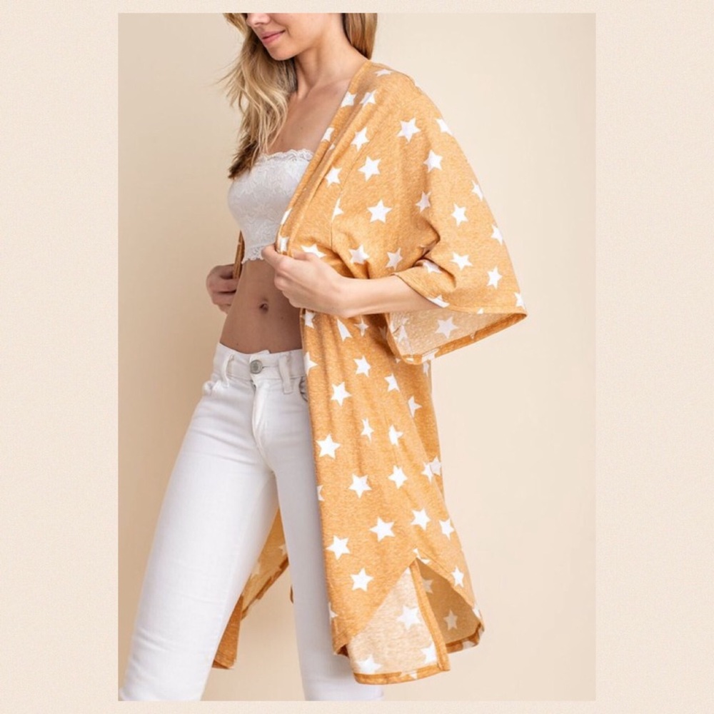 Star struck Mustard Star print kimono